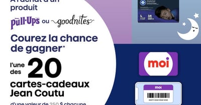 Concours Jean-Coutu - Gagnez l’une des 20 cartes-cadeaux Jean Coutu d’une valeur de 250$!