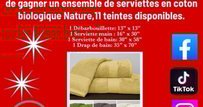 Concours Literie & Déco et moi - Ensemble de Serviettes en Coton Biologique Nature à GAGNER