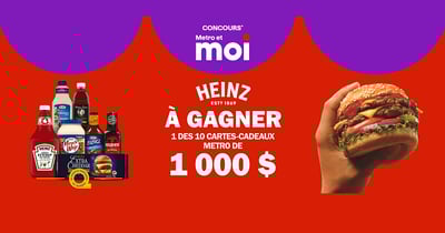 Concours Metro - Gagnez 1 des 10 cartes-cadeaux Metro de 1000 $ ! Concours Metro - Gagnez 1 des 10 cartes-cadeaux Metro de 1000 $ !