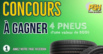 Concours Pneus St-Hubert - Gagnez 4 pneus d'une valeur de 800$!