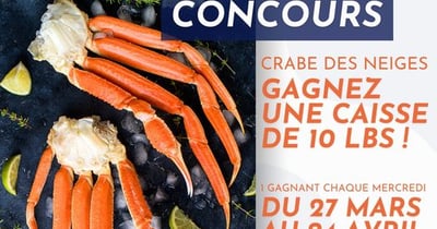 Concours Poissonnerie La Mer - Gagnez l'une des 5 caisses de crabe des neiges du Québec!