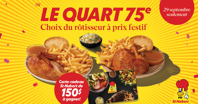 Concours Rythme FM 105,7 Gagnez 150$ chez St-Hubert!