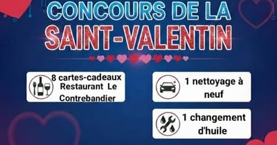 Concours St-Valentin Garage KL- Gagnez un repas au restaurant le Contrebandier!