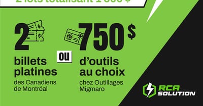 Concours Gagnez une paire de billets platines pour un match des Canadiens de Montréal et une carte cadeau d’une valeur de 750 $ chez Outillages Migmaro