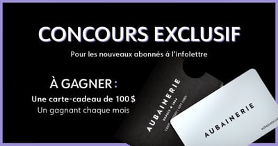 Concours Aubainerie - Gagnez une carte-cadeau de 100$ !