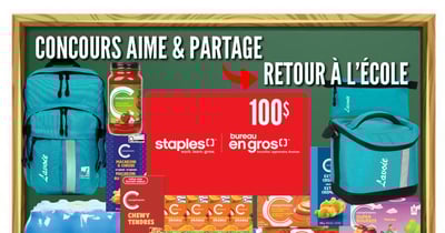 Concours GAGNER un ensemble pour la rentrée scolaire + une carte cadeau Bureau en gros de 100$