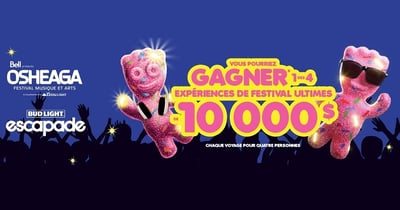Concours Gagnez 1 des 4 voyages de festival ultimes de 10 000 $! Concours Gagnez 1 des 4 voyages de festival ultimes de 10 000 $!