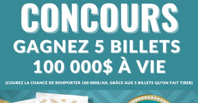 Concours Gagnez 5 Billets 100 000$ À VIE