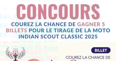 Concours Gagnez 5 Billets pour le Tirage de la Moto Indian Scout Classic 2025 de la Fondation Cancer du Sein du Québec