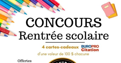 Concours Gagnez l'une des quatre cartes-cadeaux BureauPro Citation de 100$! Concours Gagnez l'une des quatre cartes-cadeaux BureauPro Citation de 100$!