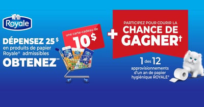 Concours Gagnez un des douze approvisionnements d'un an de papier hygiénique Royale!