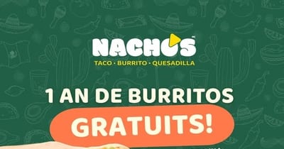 Concours Nacho's Restaurants - 1 an de burritos gratuits, d’une valeur de plus de 650$