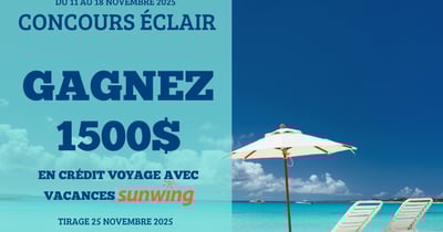 Concours Gagnez 1500 $ en crédit voyage avec Vacances Sunwing avec Voyage Aquarelle