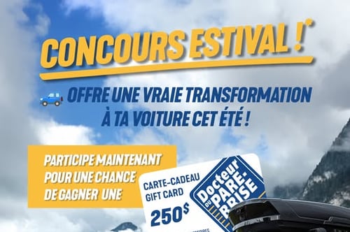 Concours 250 $ de carte cadeau à dépenser chez Docteur du Pare-Brise !