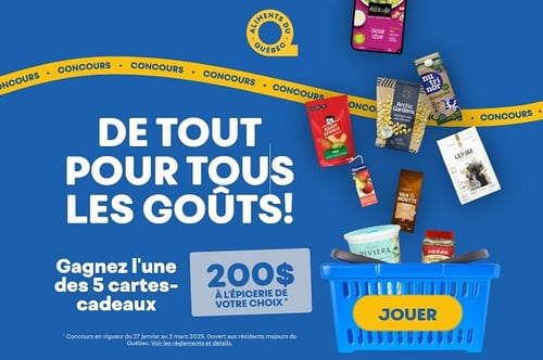 Concours Aliments du Québec - Gagnez l'une des 5 cartes-cadeaux d'épicerie de 200$!