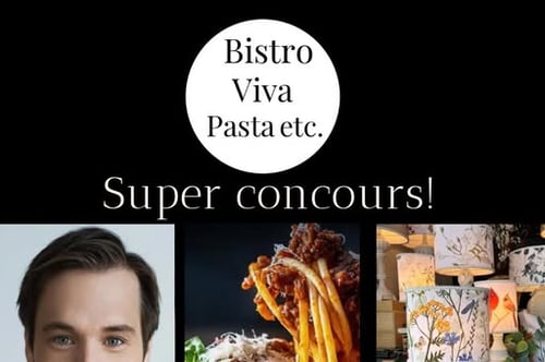 Concours Bistro Viva Pasta- Gagnez deux billets pour le spectacle de Luc Langevin une lampe et un certificat cadeau de 100$ au Bistro Viva Pasta!