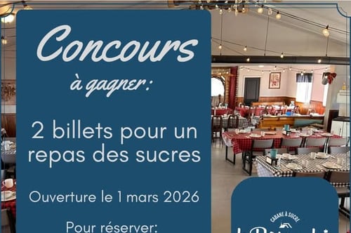 Concours Cabane La Rose au bois- Gagnez une paire de billet pour un repas des sucres!