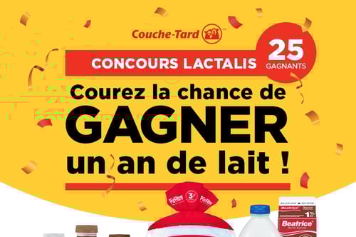 Concours Couche-Tard - Gagnez un an de lait de Lactalis!
