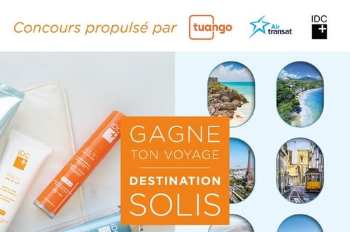 Concours Gagne ton voyage de rêve grâce à Tuango, Air Transat et IDC Dermo !