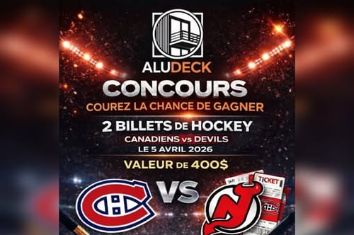 Concours Gagnez 2 billets pour le match des Canadiens de Montréal VS les Devils du New Jersey le 5 avril 2026!
