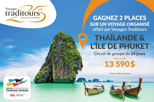 Concours Gagnez 2 places sur un voyage de groupe en Thaïlande et l'Île de Phuket!