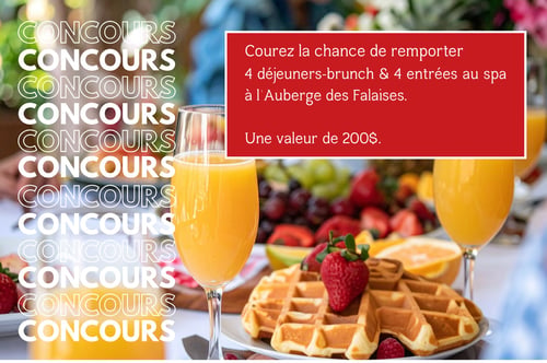 Concours Gagnez 4 déjeuners-brunch ainsi que 4 entrées au spa à l'Auberge des Falaises!