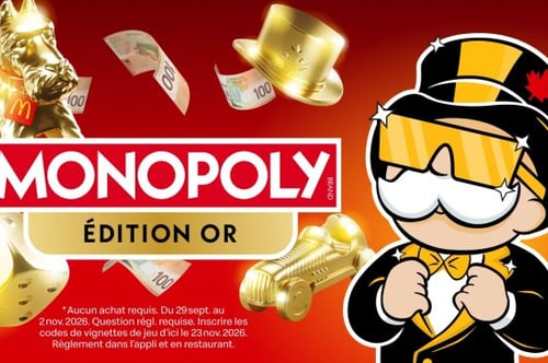 Concours Gagnez avec le jeu Monopoly McDonald’s!