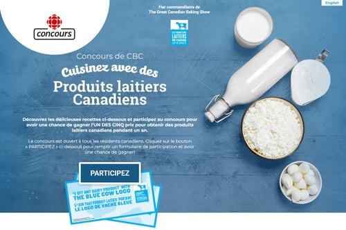 Concours Gagnez l'UN DES CINQ prix pour obtenir des produits laitiers canadiens pendant un an!