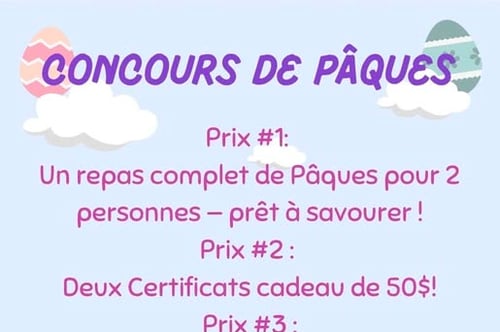 Concours Gagnez l'un des trois prix offert par SoS Repas Maison -Traiteur!