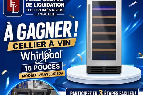 Concours Gagnez un cellier à vin Whirlpool 15 pouces, modèle WUW35X15DS!