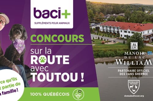 Concours Gagnez un forfait Escapade pour 2 personnes et la garderie pour votre chien au Domaine Fraser!