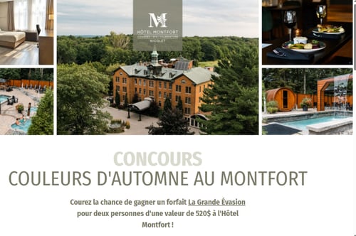 Concours Gagnez un forfait La grande évasion pour deux personnes à l'Hôtel Montfort!