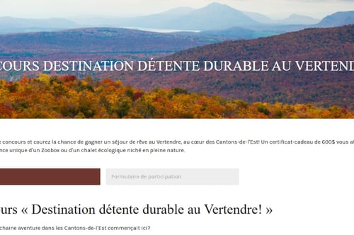 Concours Gagnez un séjour détente au Vertendre avec Tourisme Cantons-de-l’Est