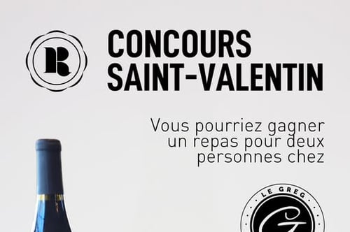 Concours Gagnez un souper pour deux personnes au Greg Bistro & Bar!