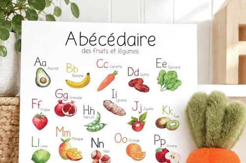 Concours Gagnez une affiche Abécédaire des fruits et légumes et une peluche carotte Jellycat!