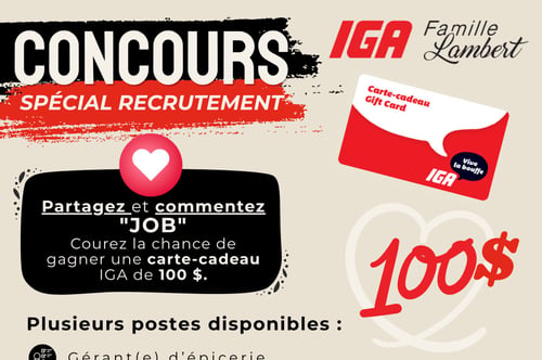 Concours Gagnez une carte-cadeau IGA de 100$!