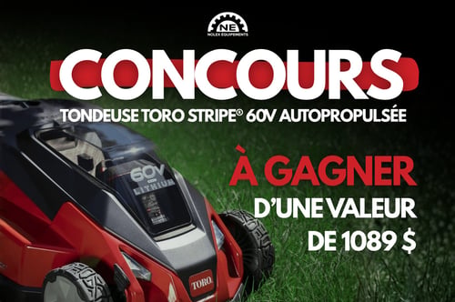 Concours Gagnez une tondeuse Toro Stripe 60V autopropulsée!