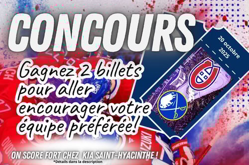 Concours Gagnez vos billets pour le match des Canadiens du 20 octobre