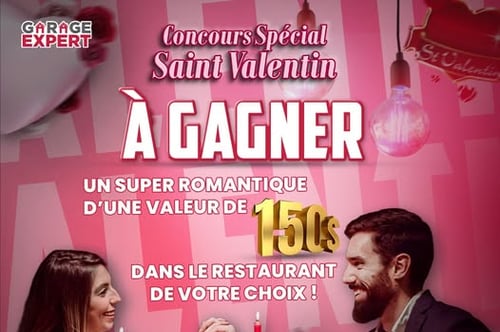 Concours Garage Expert - Gagnez  Un souper romantique d’une valeur de 150$ dans le restaurant de votre choix!