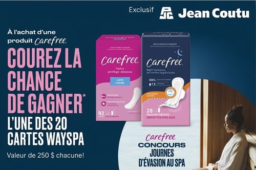 Concours Jean Coutu- Gagnez l'une des 20 cartes-cadeaux Wayspa de 250$!