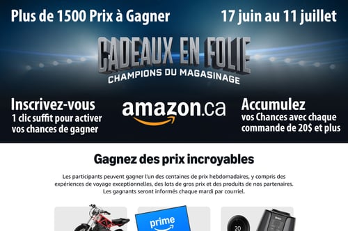 Concours Plus de 1500 cadeaux à gagner avec vos Achats Amazon
