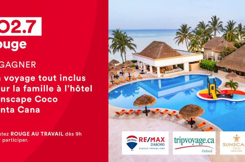 Concours Rouge 102,7 - Un voyage tout inclus à Punta Cana à gagner !