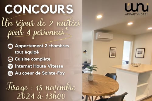 Concours Séjour de 2 nuitées pour 4 personnes dans un de nos Appartements