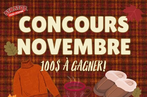 Concours Stratos Pizza - Poutine - 100$ À GAGNER EN NOVEMBRE!