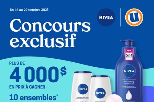 Concours Uniprix et Nivea -  Gagnez l’un des 10 ensembles cadeaux d'une valeur total de 4000$.