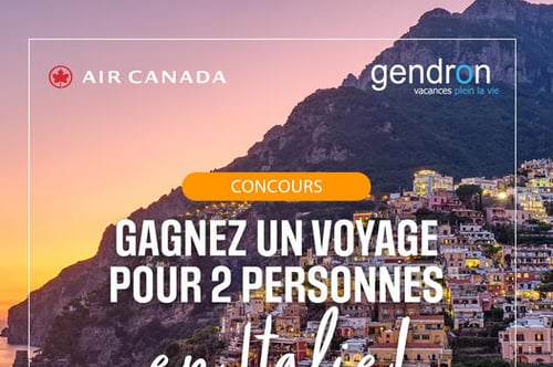 Concours Voyage Gendron - Gagnez un voyage de 15 jours pour 2 personnes en Italie!