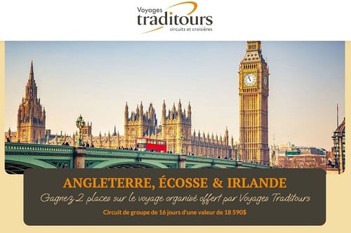 Concours Voyages Traditours - Gagnez un voyage organisé pour deux au cœur du Royaume réuni