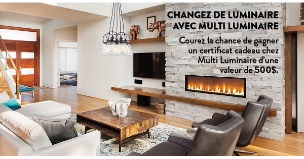 Concours Gagnez 500$ à dépenser chez Multi Luminaire! Concours Gagnez 500$ à dépenser chez Multi Luminaire!