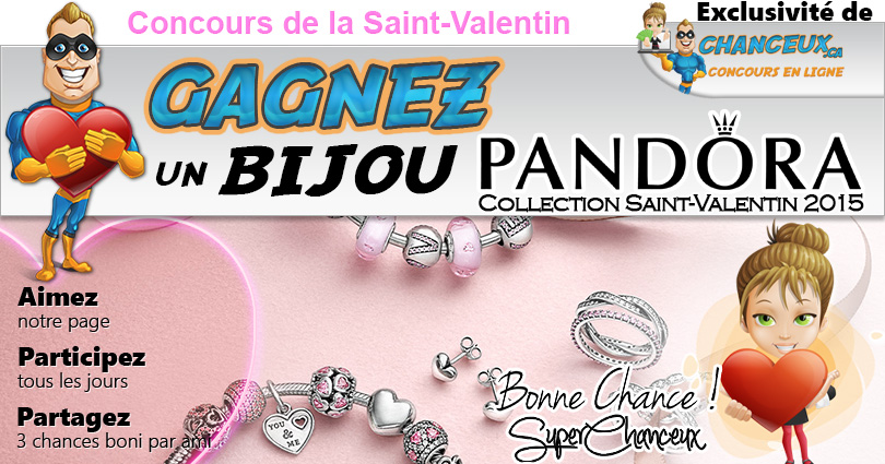 CONCOURS EXCLUSIF - Concours Gagnez un Bijou Pandora Saint-Valentin