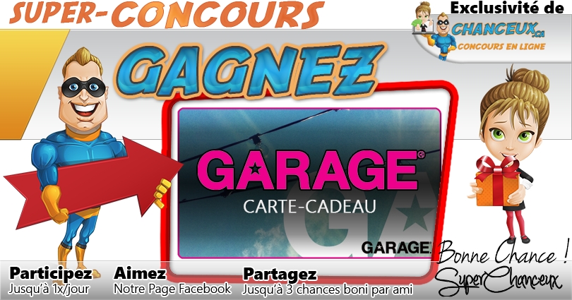 CONCOURS EXCLUSIF - Concours Gagnez une Carte-Cadeau Le Garage de 50$